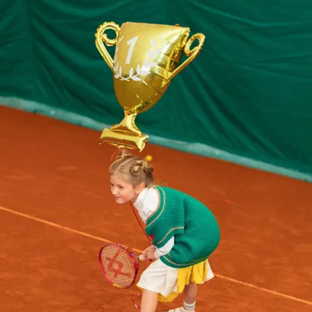 Gold Cup Metallic Balloon 64x61 cm - Shiny with White Details