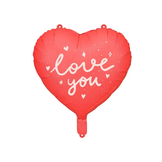 Globo Metálico Corazón I Love You 35 cm - Colores Mixtos, Aire o Helio