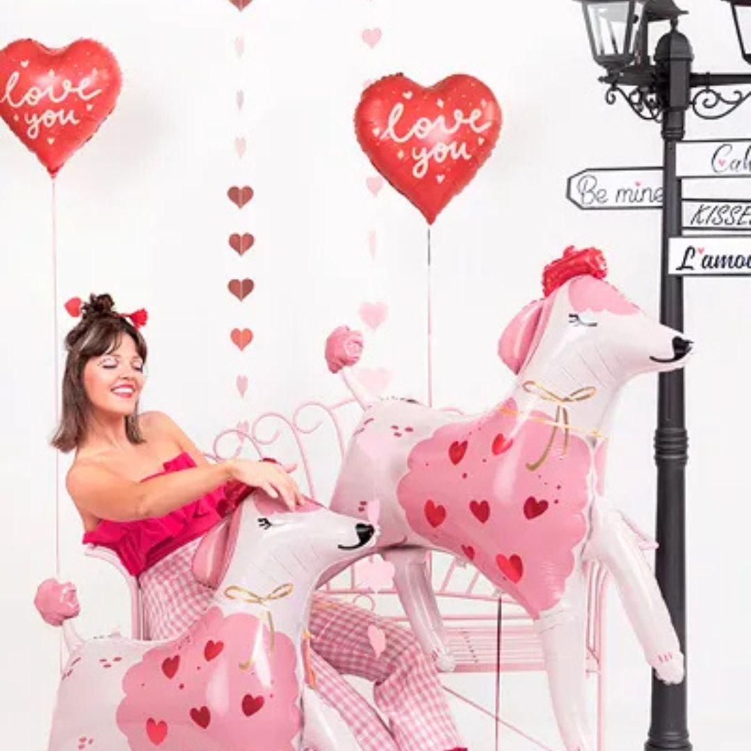 Globo Metálico Corazón I Love You 35 cm - Colores Mixtos, Aire o Helio