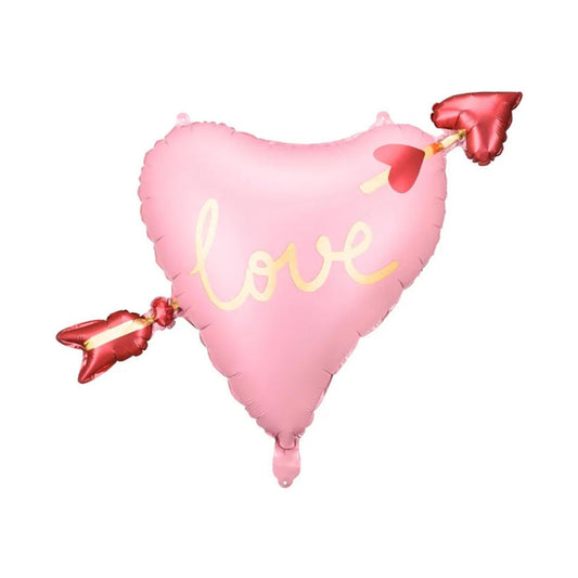 Globo Metálico Corazón con Flecha 66x48 cm - Colores Mixtos, Aire o Helio