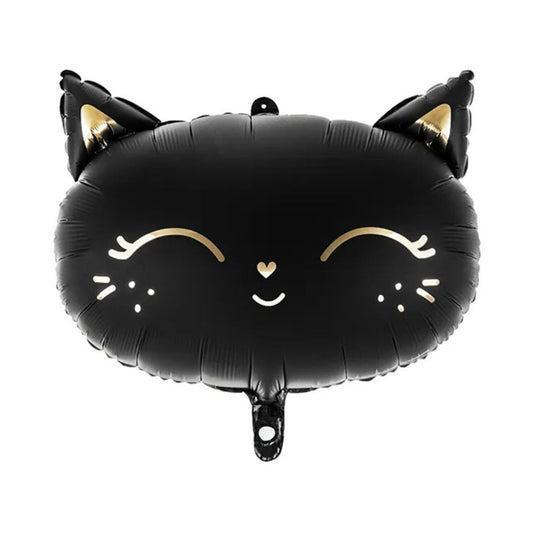 Globo Metálico Gato Negro 48x36 cm con acabado Mate - Apto para Aire y Helio