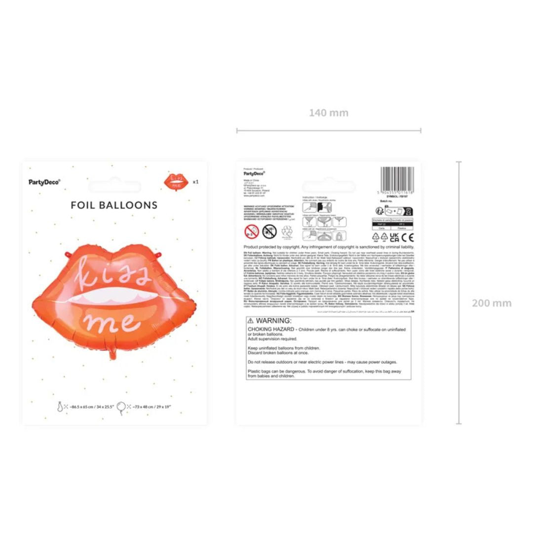 Metallic Lips Balloon 73x48 cm - Mixed Colors, Suitable for Air and Helium