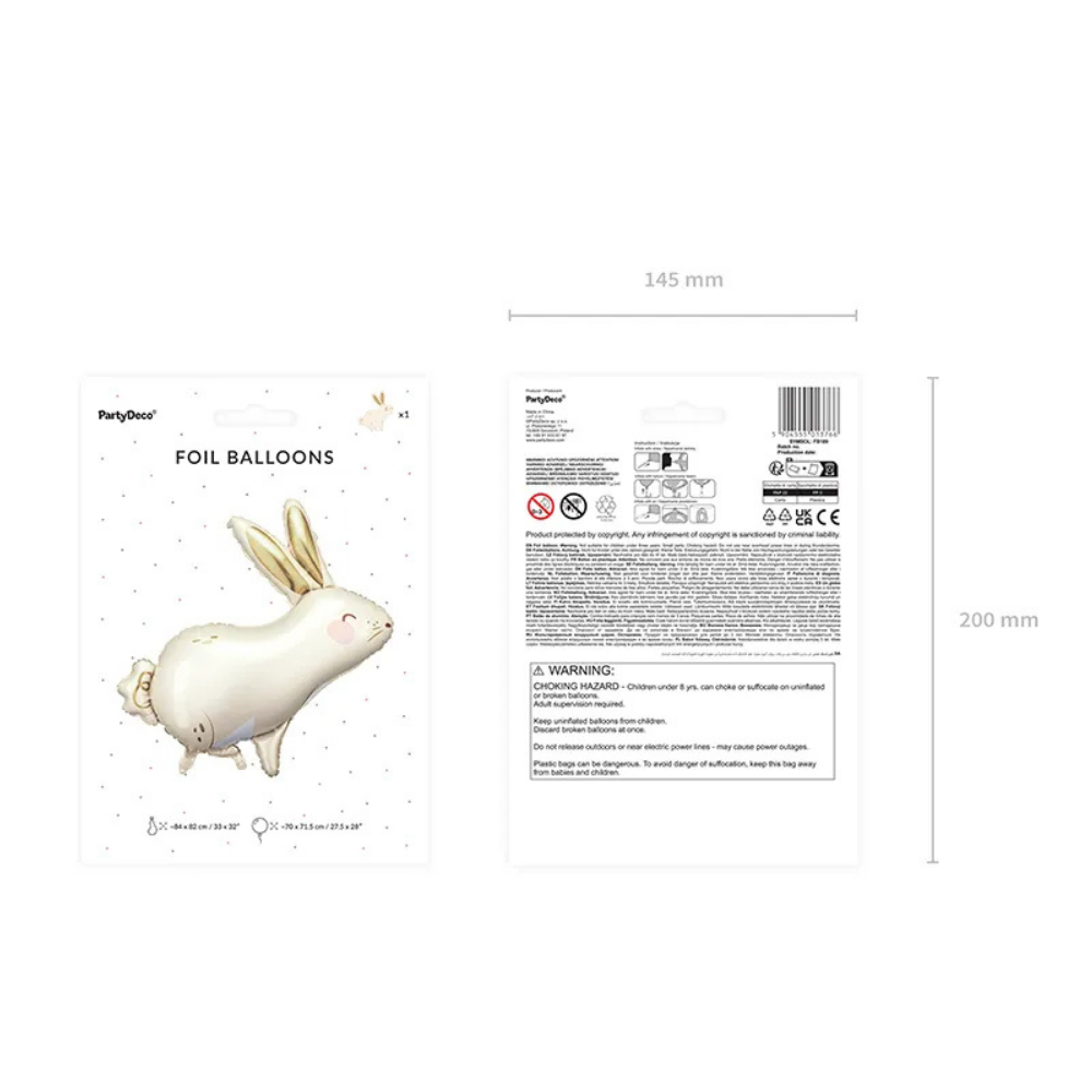 Globo Metálico Liebre 67x88 cm - Apto para Aire y Helio