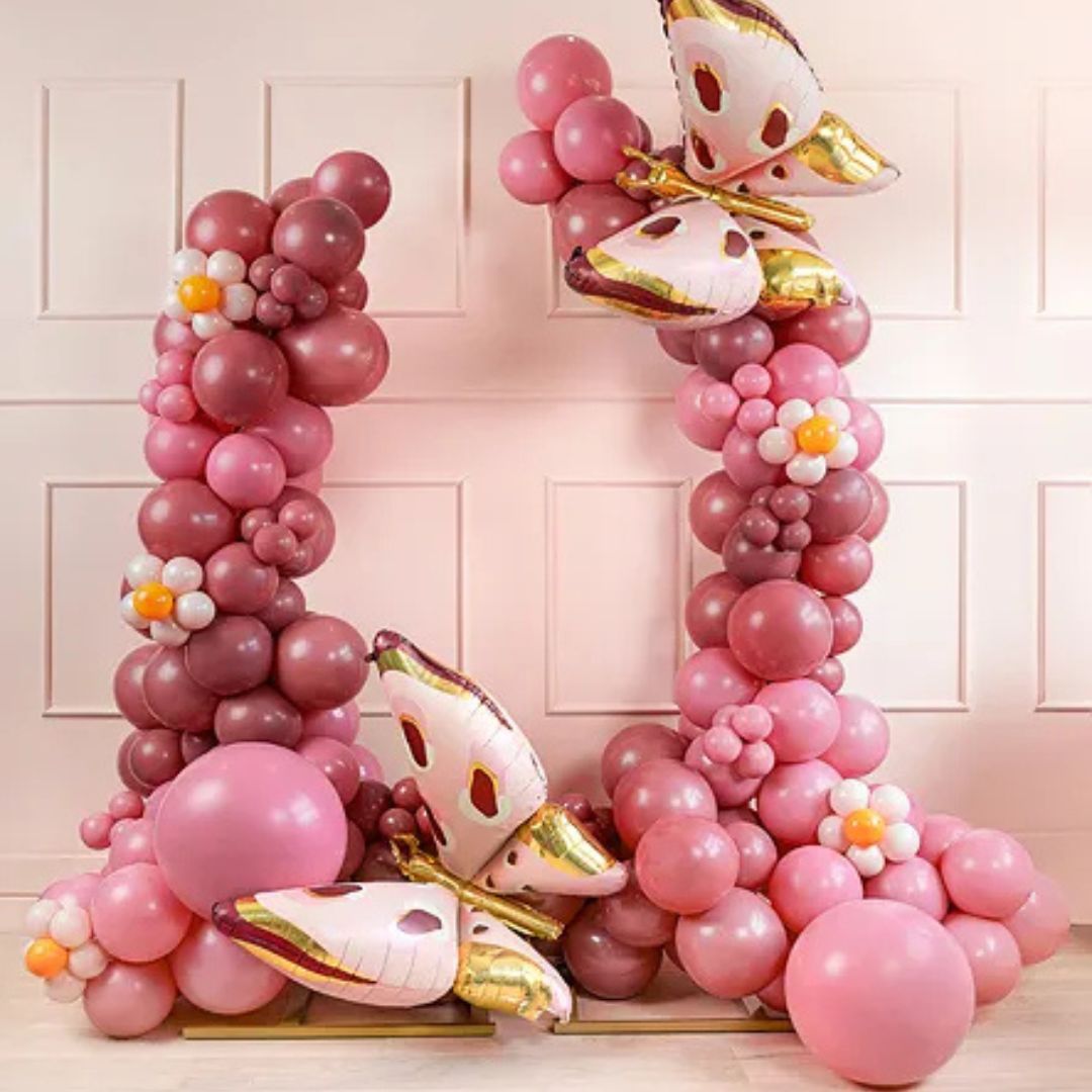 Globo Metálico Mariposa 110x67 cm - Colores Mixtos, Aire o Helio