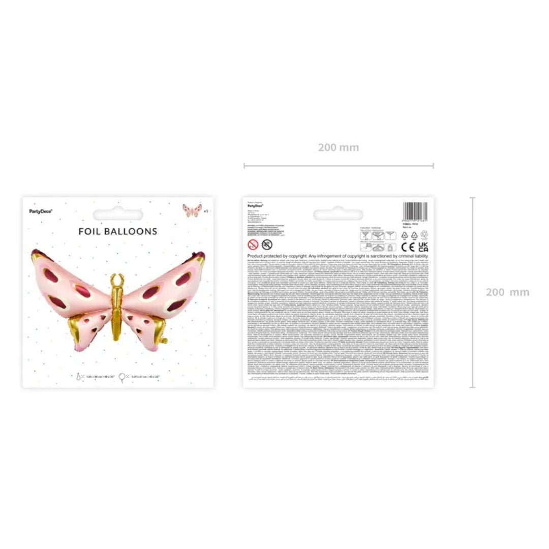 Globo Metálico Mariposa 110x67 cm - Colores Mixtos, Aire o Helio