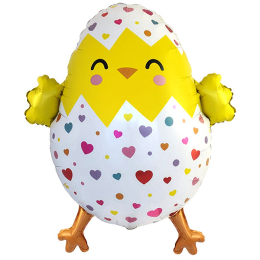 Globo Metálico Pollito en Huevo 80 cm - Ideal Pascua, Baby Shower