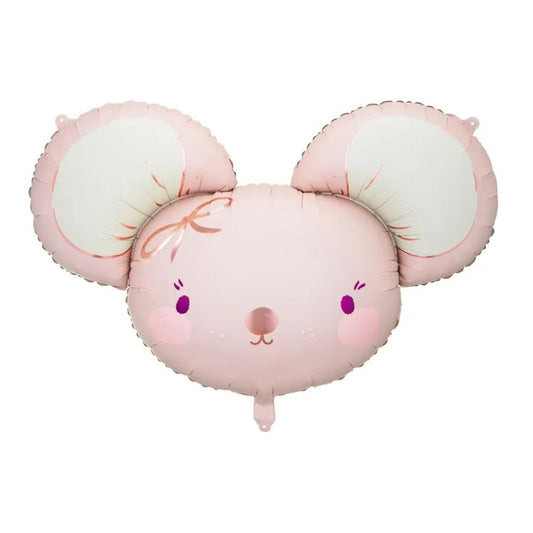 Globo Metálico Ratón Rosa Claro 96x64 cm - Apto para Aire y Helio