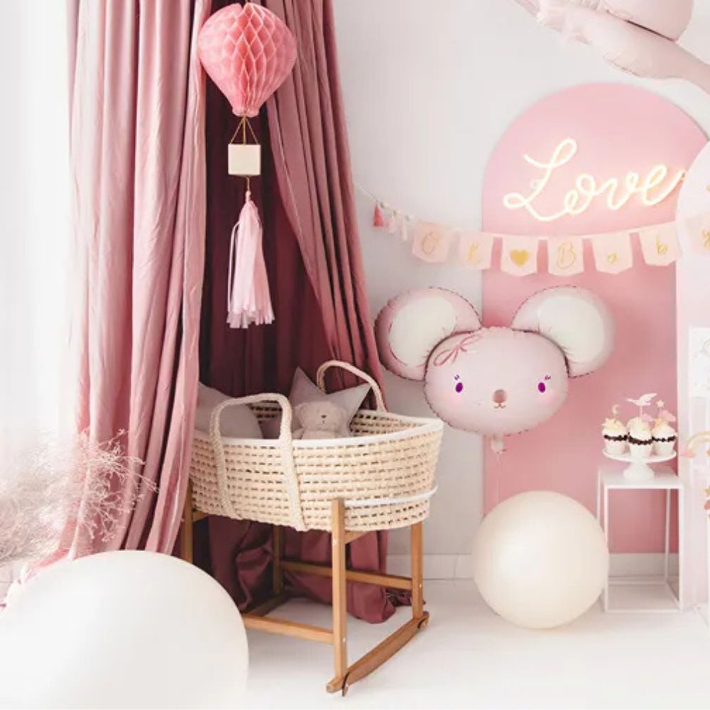 Light Pink Mouse Metallic Balloon 96x64 cm - Suitable for Air and Helium