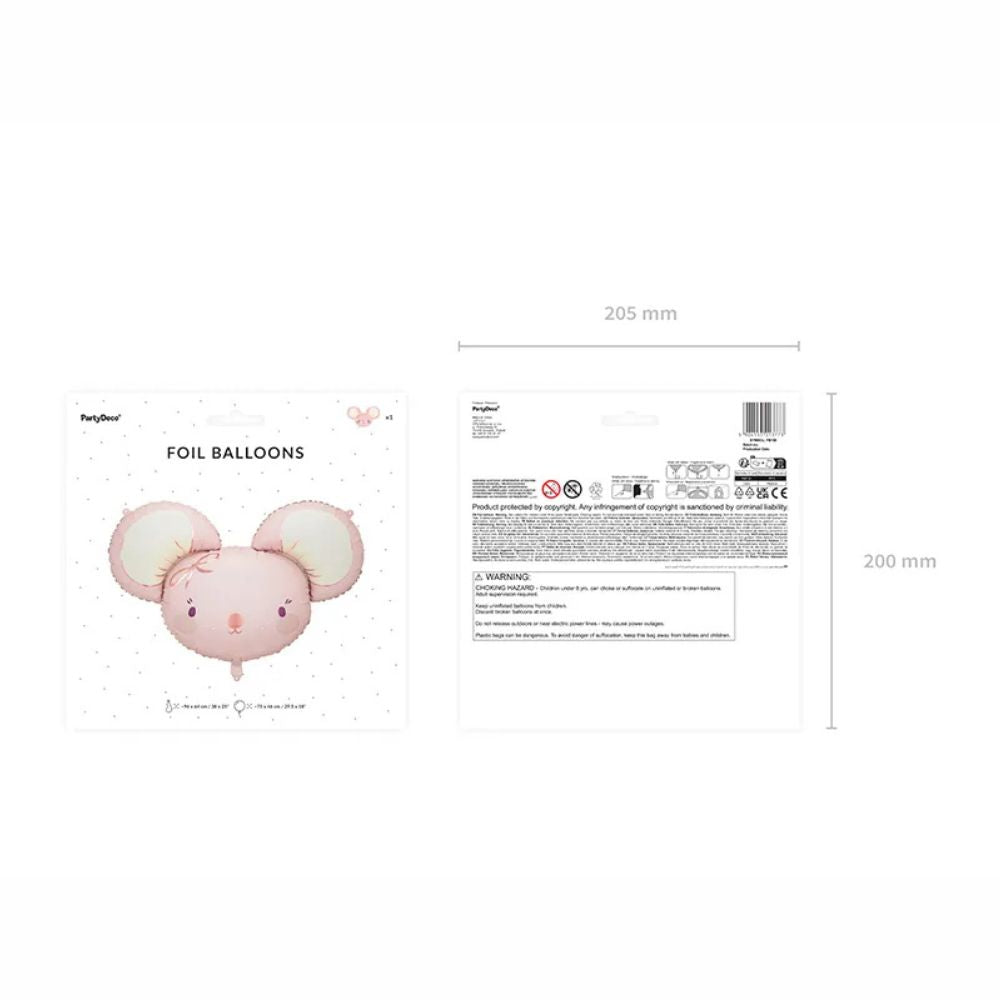 Light Pink Mouse Metallic Balloon 96x64 cm - Suitable for Air and Helium
