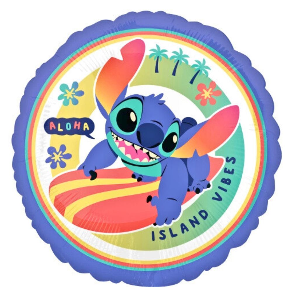 Globo Metálico Stitch 18" Púrpura - Apto para Aire y Helio