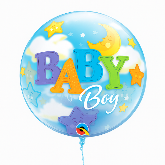 Decoración celeste ideal para baby shower de niño.