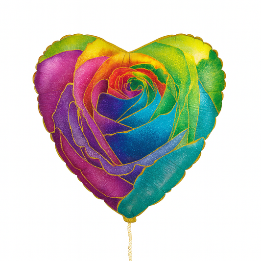 Globo corazón rosa arcoíris 45 cm decoración creativa.
