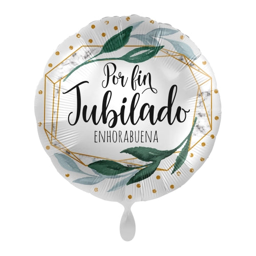 Globo “Por fin jubilado” 45 cm con diseño multicolor.