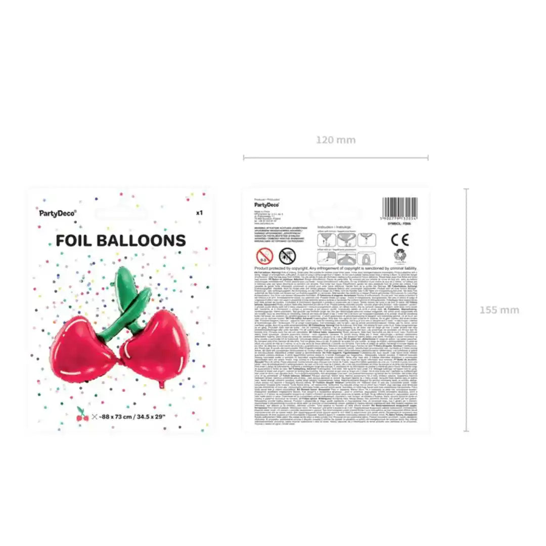 Globo de Aluminio Cereza 88x73 cm – Rojo Brillante y Verde Mate - Narosa Sweet Party Barcelona