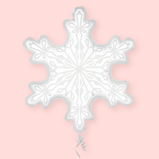 Globo de aluminio blanco de 96 cm con forma de copo de nieve para decoración navideña.