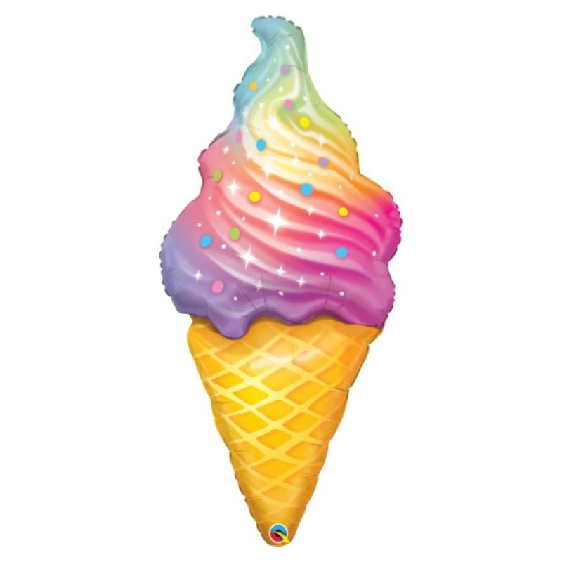 45" Rainbow Swirl Ice Cream Foil Balloon