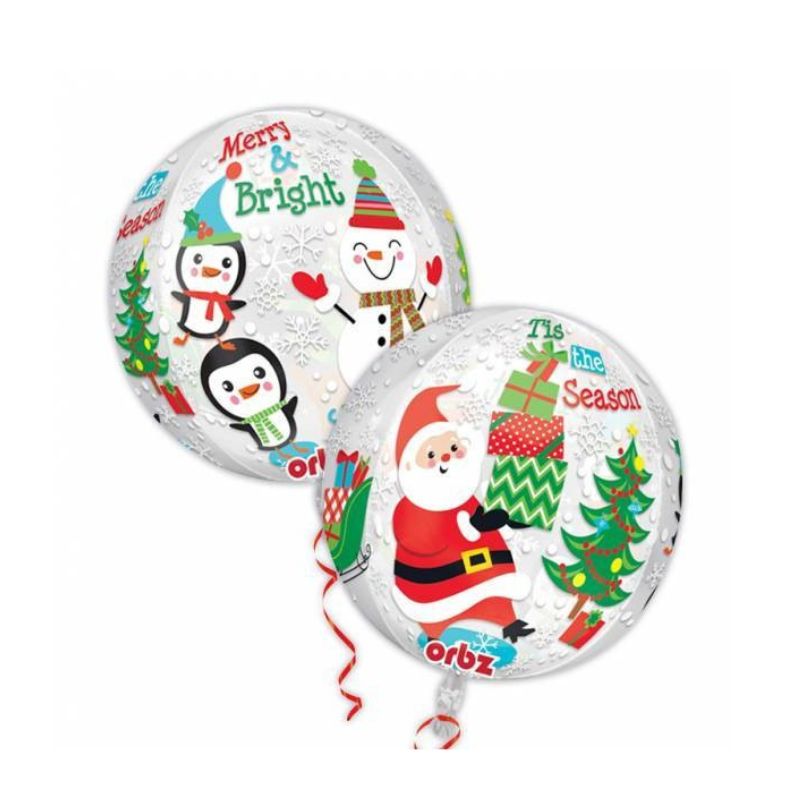 Globo burbuja de Navidad con iconos festivos
