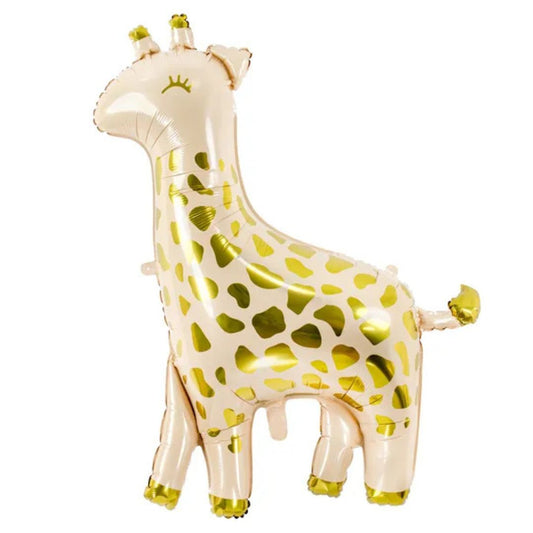Giraffe Foil Balloon 100x120 cm – Cream with Gold, Air or Helium