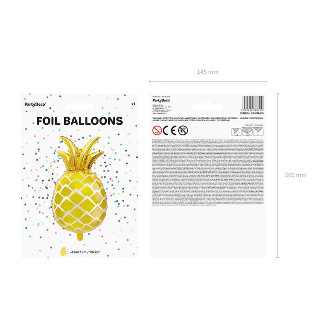 Golden Pineapple Aluminum Balloon 38x63cm – Suitable for Air or Helium