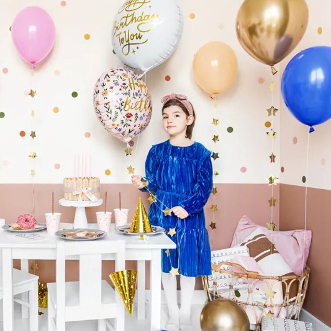 “Happy Birthday” Foil Balloon 35cm – Light Pink and Gold