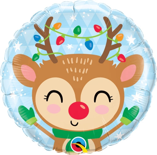 Globo de Foil 18" Renos y Luces de Colores Navidad
