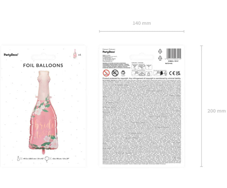 Globo 36×98 cm “Bride to Be” apto aire o helio.