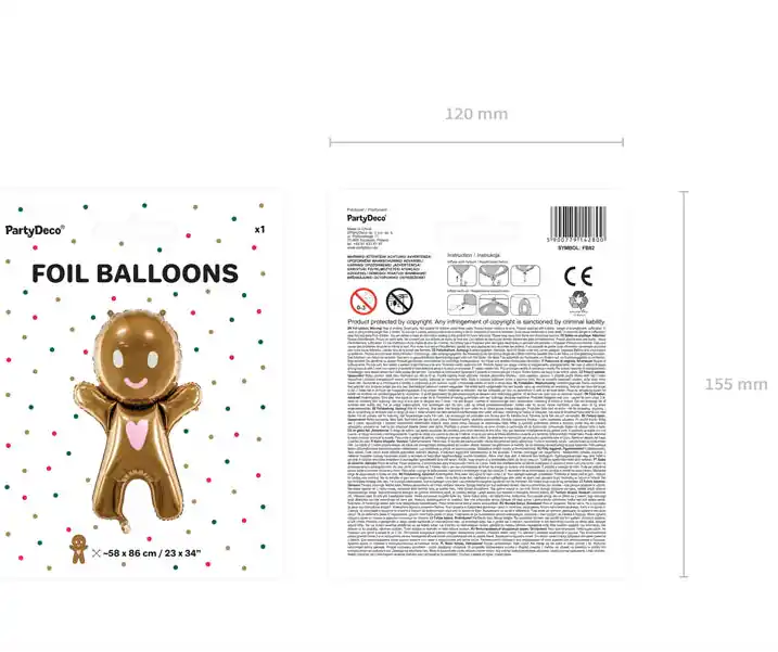 Globo de aluminio Hombrecito de Jengibre dorado 52x83 cm - Narosa Sweet Party Barcelona