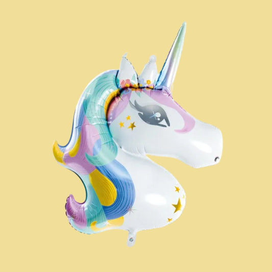 Globo de Aluminio Unicornio 73x90 cm – Blanco con Estampado Colorido