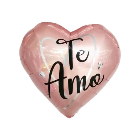 Globo corazón rosa gold con mensaje Te Amo de 43 cm