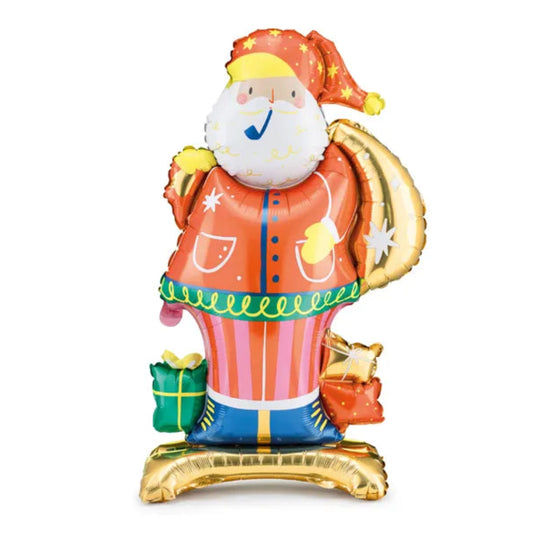 Globo de Papá Noel de pie inflado con aire navideño