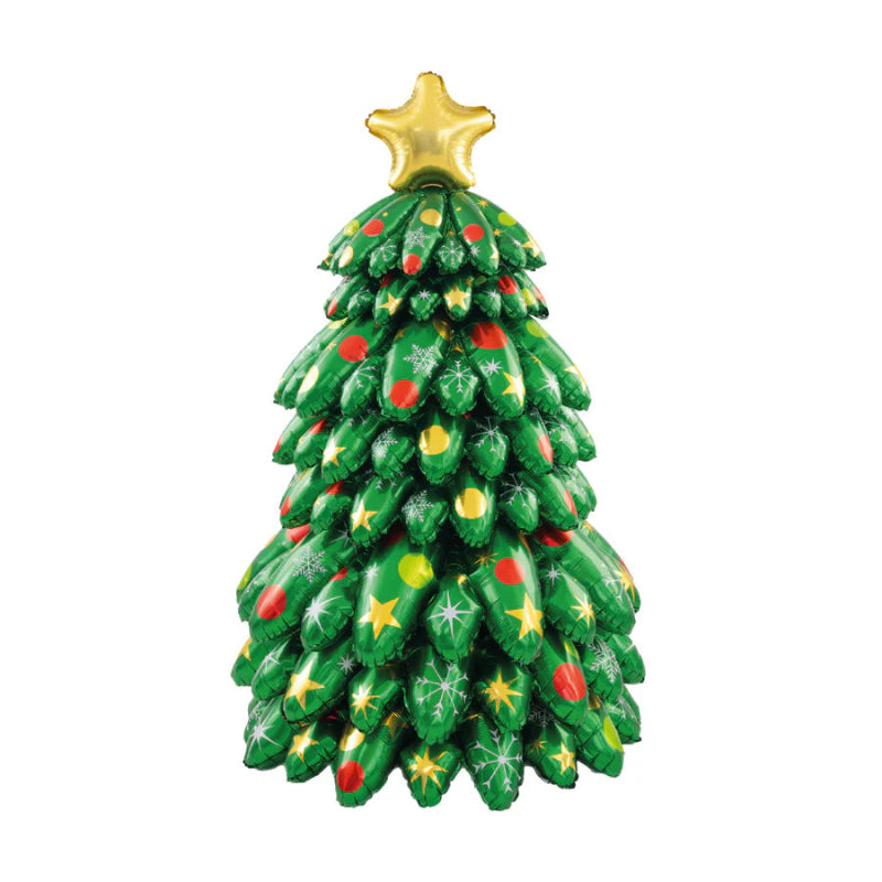 Globo de aluminio de pie con forma de Árbol de Navidad de 73x130 cm.