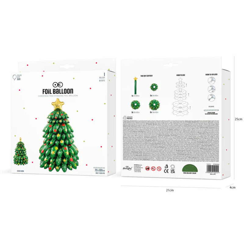 Globo de pie en forma de árbol de Navidad con base para mantenerse erguido.