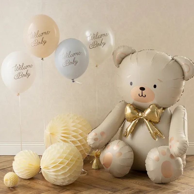Detalle de globos Welcome Baby con doble impresión