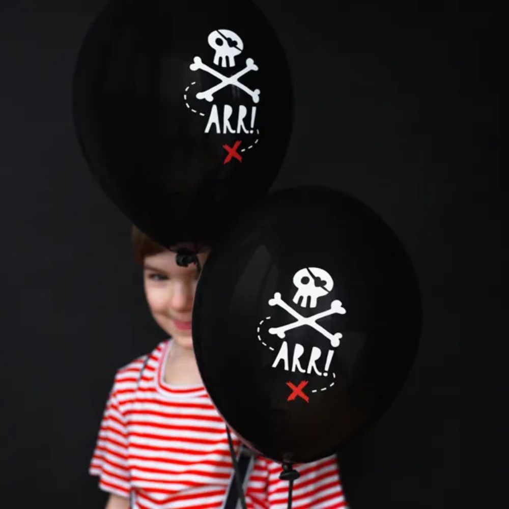 Globus Biodegradables Festa Pirata Negre Pastís 30 cm - Pack de 6