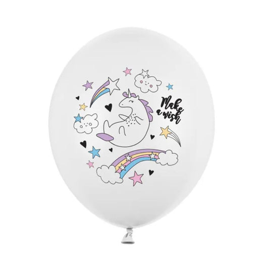 Globos Biodegradables Unicornio Blanco Pastel 30 cm - Pack de 6