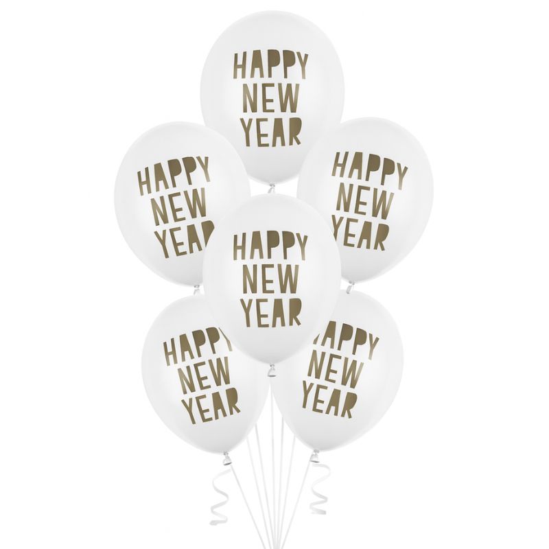 Pack de 6 globos de látex PartyDeco Año Nuevo