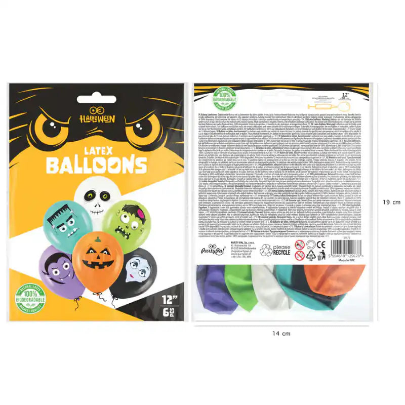 Pack de globos Halloween con esqueleto, Frankenstein y vampiro