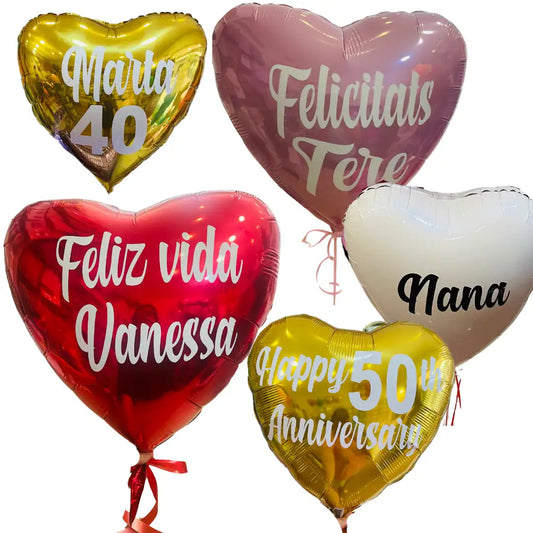 Globo Helio Personalizado con Nombre o Mensaje - Globo Forma de Corazón o Estrella