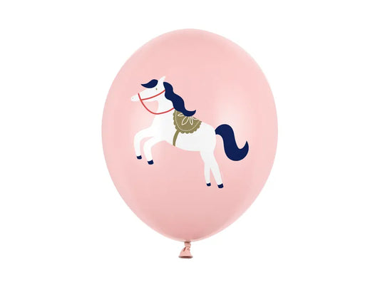 Globos Biodegradables Caballito Rosa Pastel 30 cm - Pack de 6, Aire o Helio