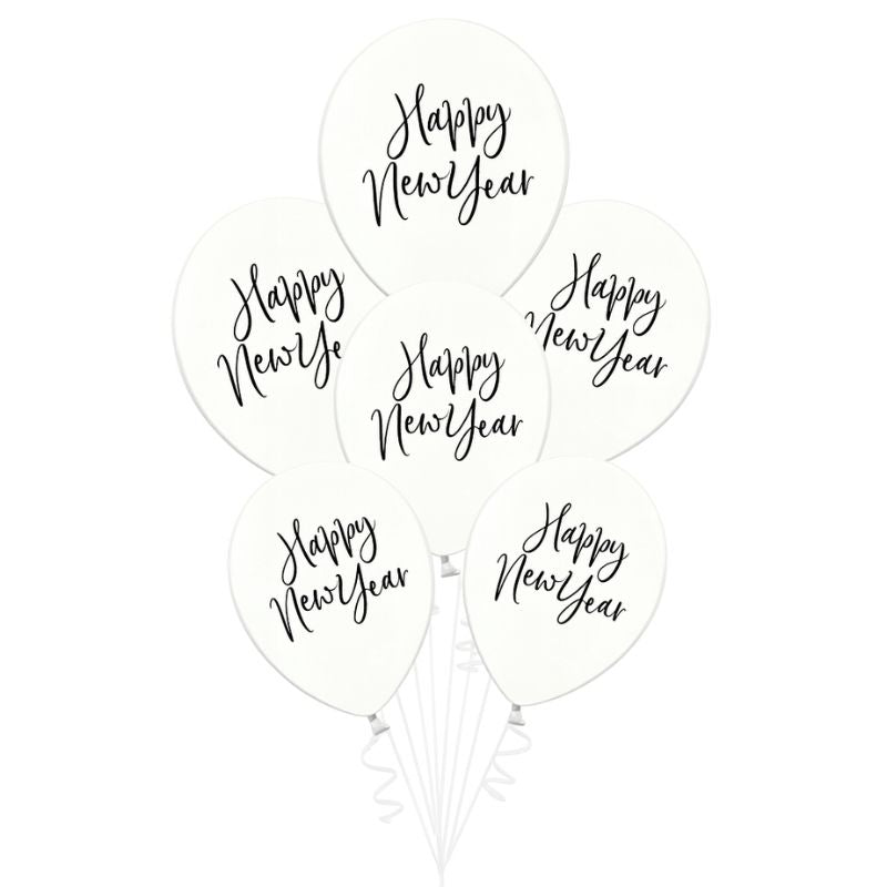 Pack de 6 globos de 30 cm doble cara para Año Nuevo