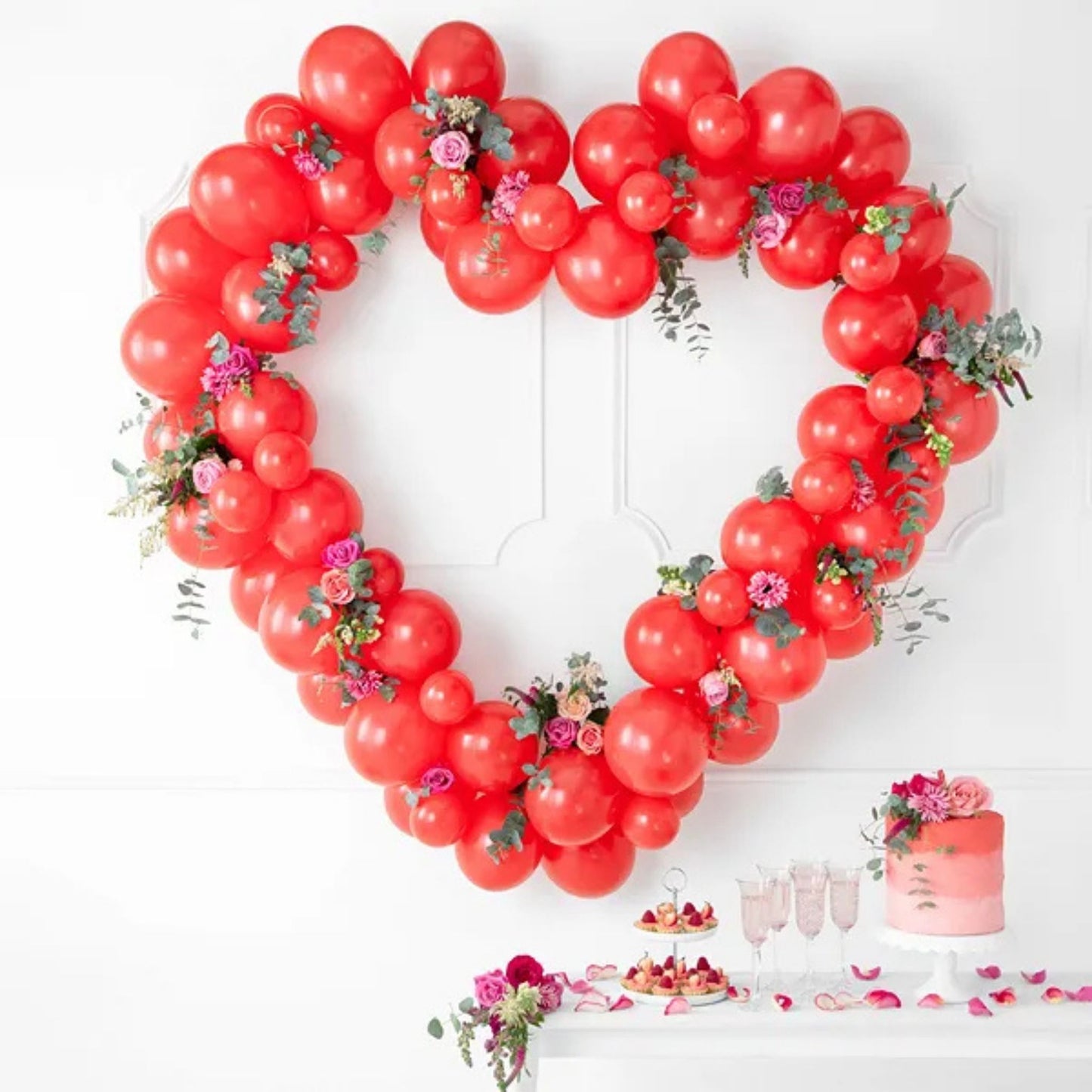 Guirnalda de Globos Arco Corazón "Hazlo tu mismo". Color Rojo o Rosa