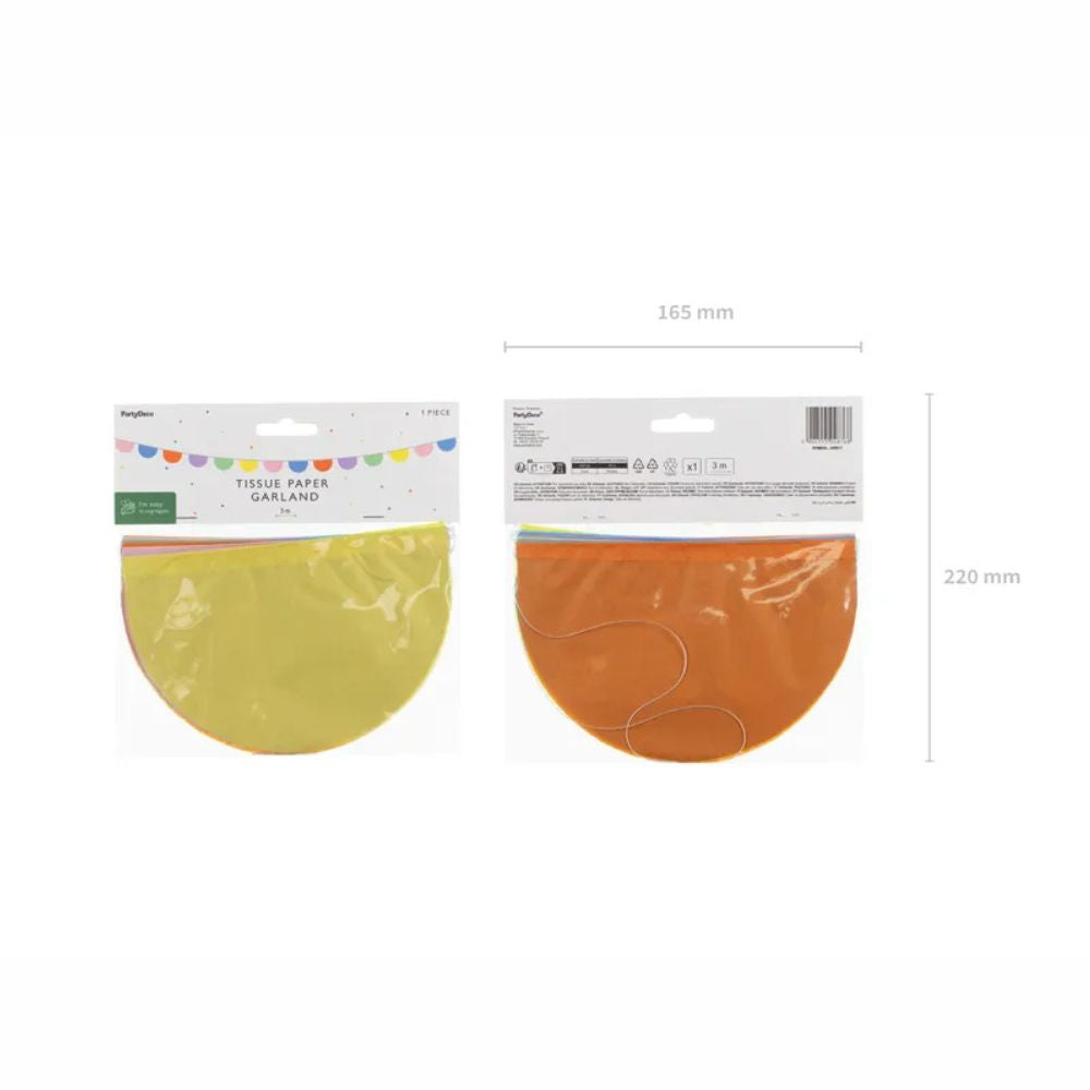 Guirnalda de Papel Seda Multicolor 3 m - Decoración para Fiestas