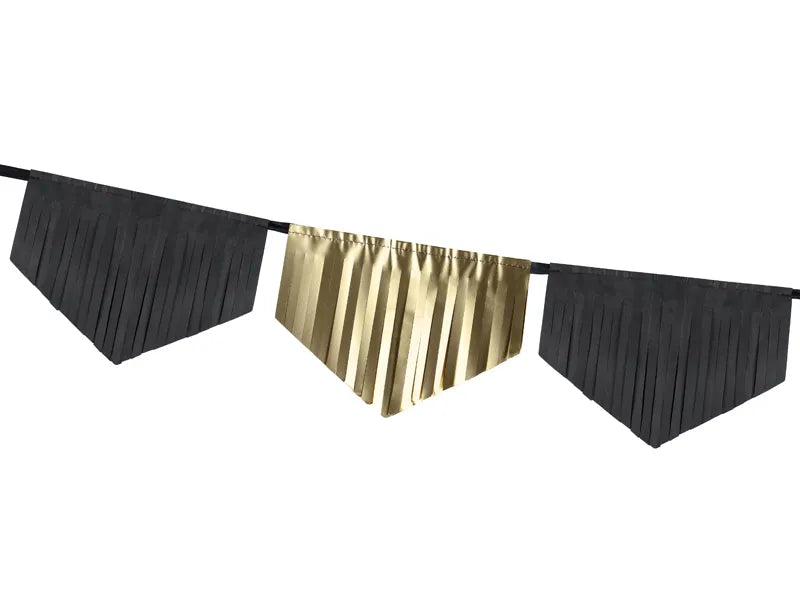 Garlanda de Flecs Festonejats Negre i Daurat, 3 m