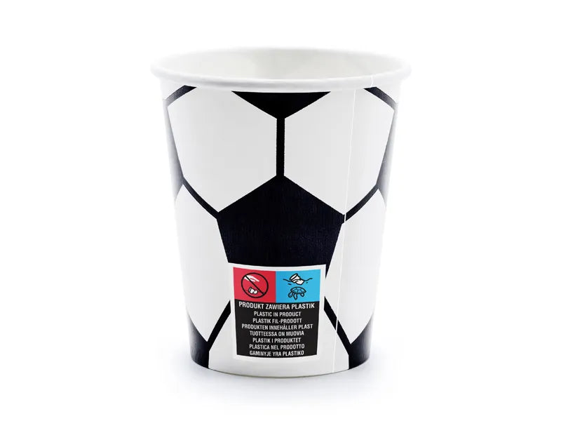 Vasos de cartón fútbol, 260 ml, 6 uds.
