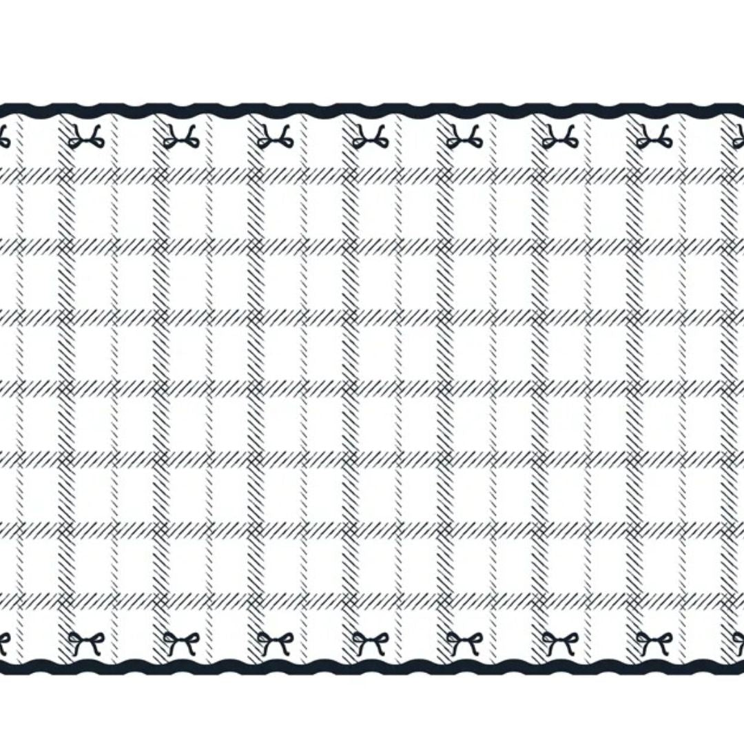 Estovalles Un sol ús amb Llaços i Quadres 180x120 cm - Blanc i negre