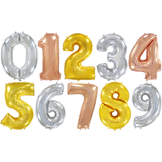 Mini Number Foil Balloon - Air Only. 3 Colors Available
