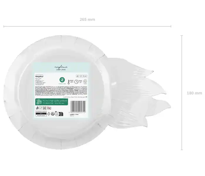 Platos de cartón festivos en forma de rueda aptos para alimentos 26,5x18 cm