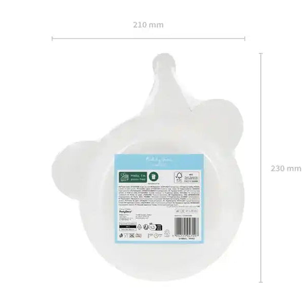 Platos Papel Cabeza de Osito de Peluche 18 cm | Pack 6 ud. - Narosa Sweet Party Barcelona