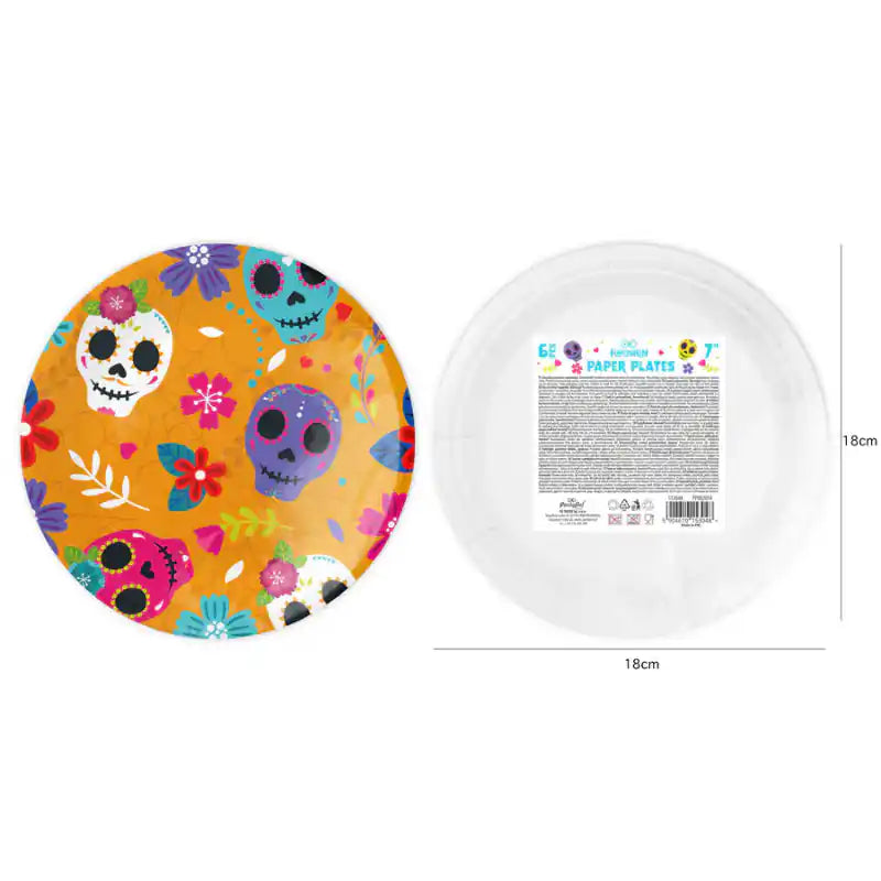Platos Mexicanos Halloween 18 cm – 6 uds. Papel - Narosa Sweet Party Barcelona