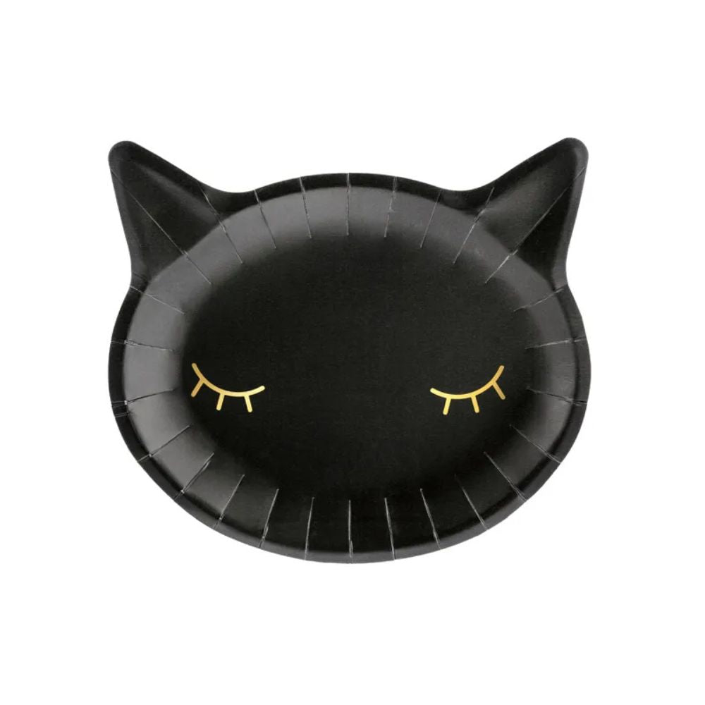 Black Cat Paper Plates 22x20 cm - Pack of 6